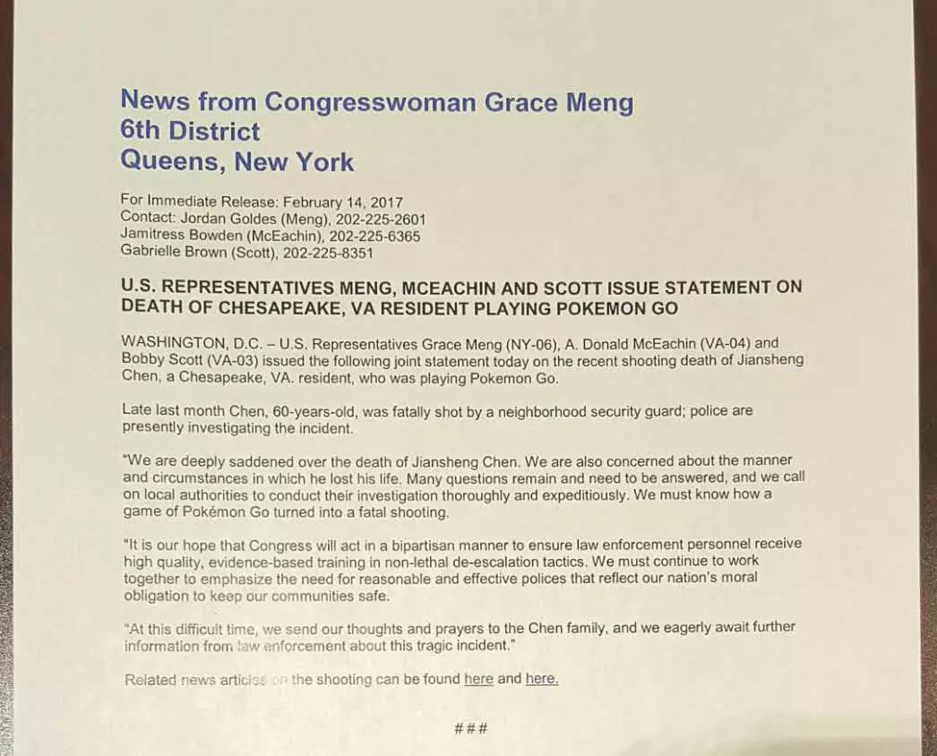【陈案】快讯：国会议员联名关切，华盛顿邮报报导，民众及团体继续陈情