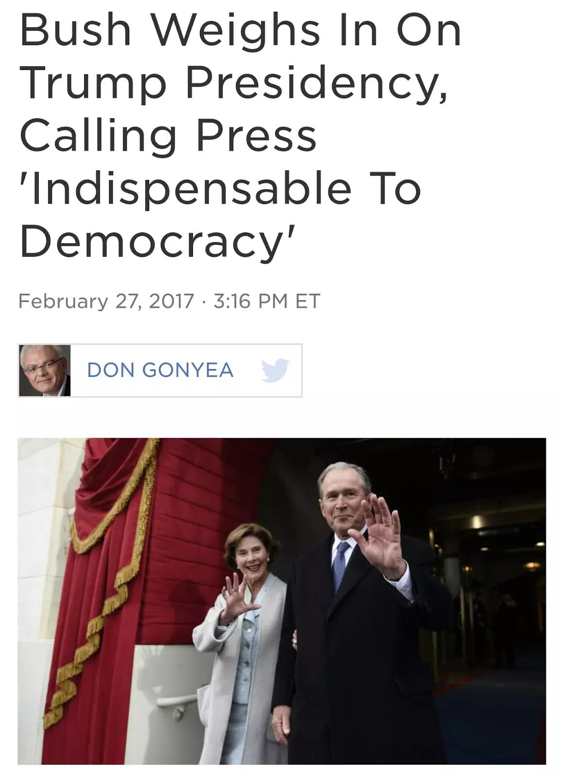 图姐 | 川普拟增10%国防预算／川普与俄大亨交易曝光／小布什批评打压言论自由