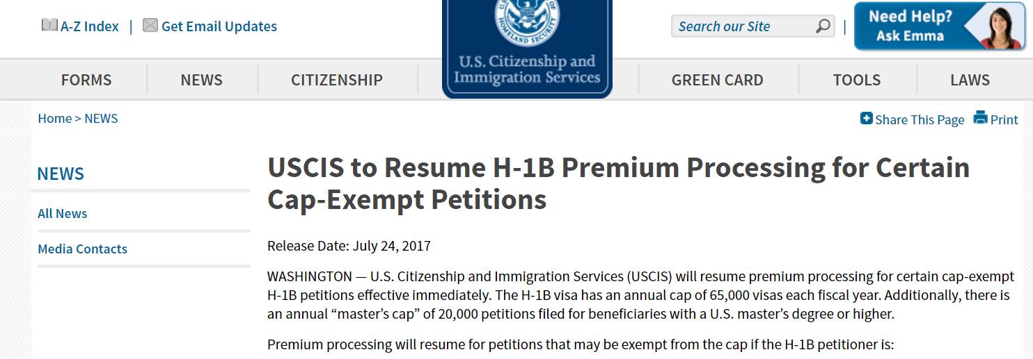 图姐 | 移民局恢复部分H-1B签证的加急处理程序