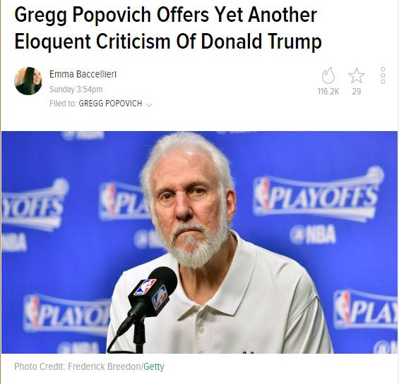 NBA马刺队教练这样谈川普