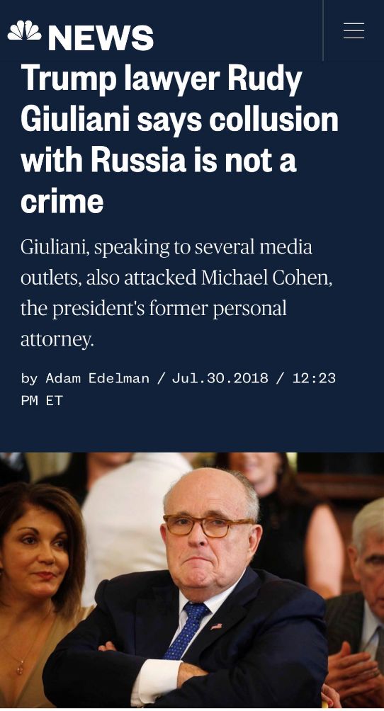 喊了两年“没有勾结”，特朗普律师突改口风“勾结不是罪” | 图姐