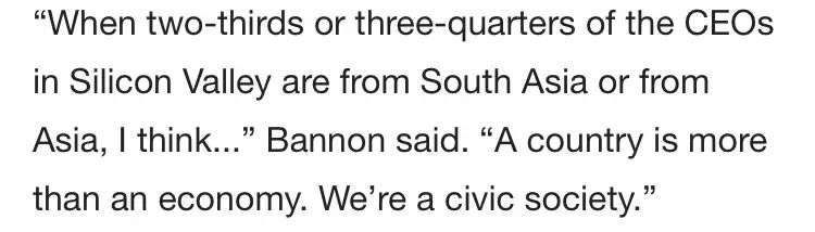 硅谷的亚裔CEO太多了？未来白宫首席战略官Bannon这样说