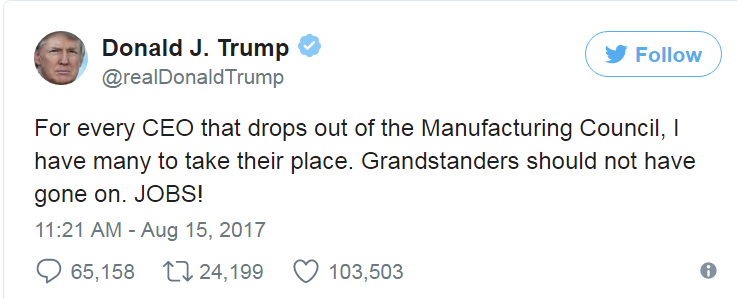 图姐 | 川普在抗议声中灰溜溜关闭“制造业顾问委员会”