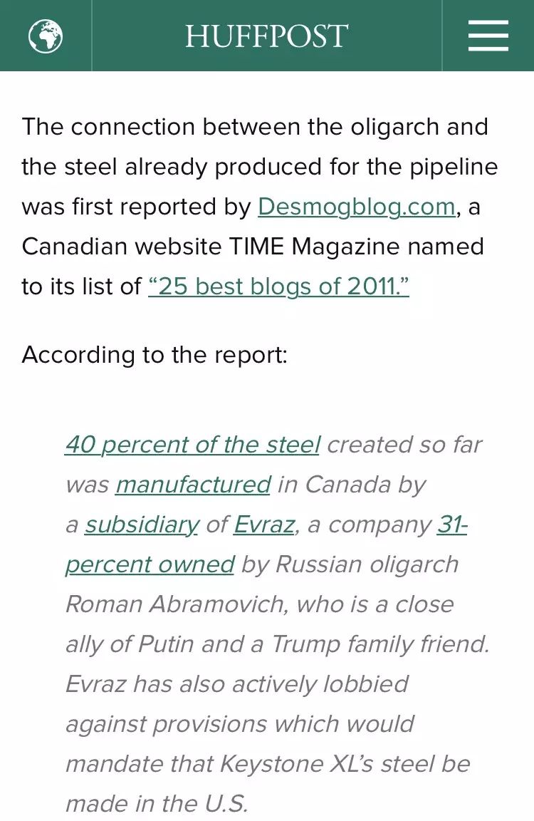 川普“美国制造”为谁破例？Keystone输油管用“俄罗斯”钢