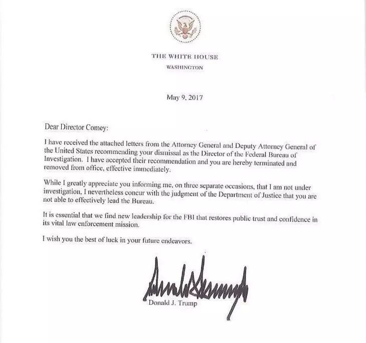 图姐 | 【快讯】FBI局长科米被川普炒了鱿鱼，水门事件或将重演