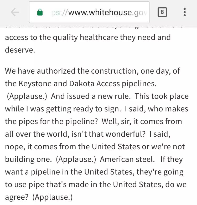 川普“美国制造”为谁破例？Keystone输油管用“俄罗斯”钢