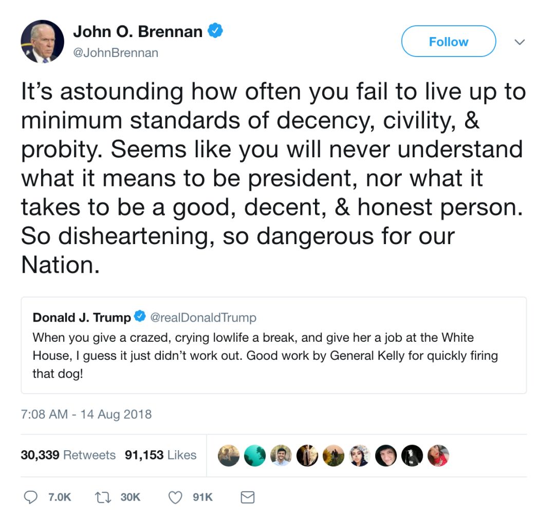 我不会屈服——被撤销机密许可的前CIA局长Brennan这样回应 | 图姐