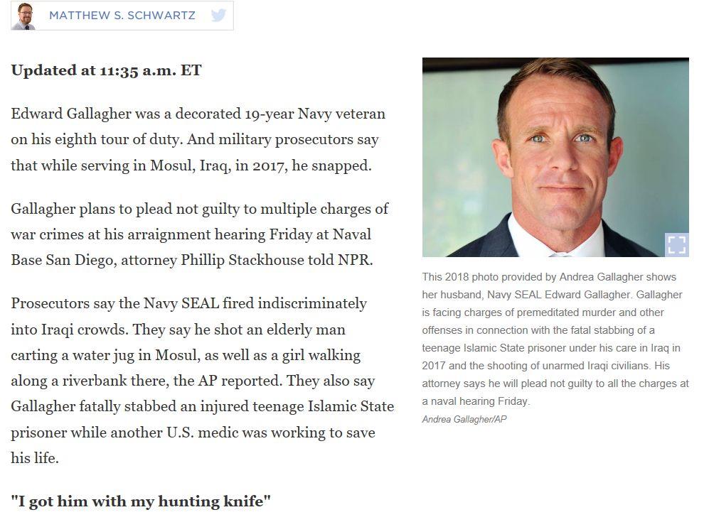 “美国英雄”还是“战争罪犯”？总统声称要赦免被指虐杀战俘的美军士兵